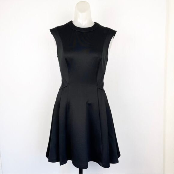 Ted Baker London Sleeveless Pleat Skater Black mini Dress size 4 - Picture 2 of 10